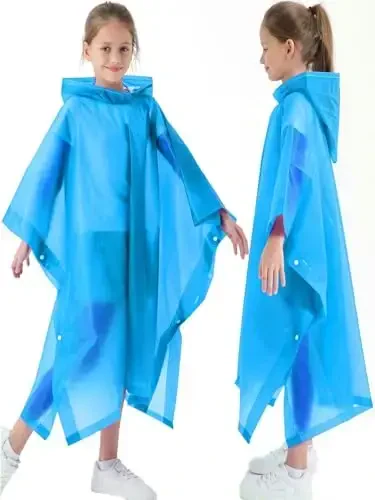 Borogo 2 Pack Raincoats for Kids, Kids Rain Jacket Reusable Rain Ponchos Rain Coats for Boys and Girls - 3