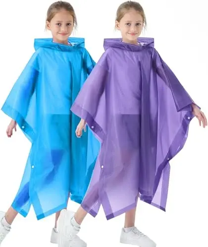 Borogo 2 Pack Raincoats for Kids, Kids Rain Jacket Reusable Rain Ponchos Rain Coats for Boys and Girls 