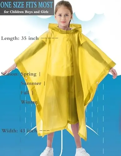 Borogo 2 Pack Raincoats for Kids, Kids Rain Jacket Reusable Rain Ponchos Rain Coats for Boys and Girls - 4