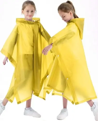 Borogo 2 Pack Raincoats for Kids, Kids Rain Jacket Reusable Rain Ponchos Rain Coats for Boys and Girls - 1