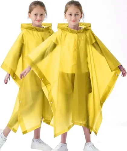 Borogo 2 Pack Raincoats for Kids, Kids Rain Jacket Reusable Rain Ponchos Rain Coats for Boys and Girls - 2