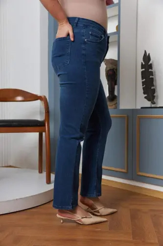 Boru Paça Büyük Beden Mavi Kot Pantolon - 2