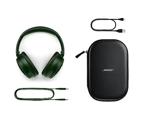Bose QuietComfort Bluetooth Headphones, Active Over Ear shovqinni bekor qiluvchi va mikrofonli simsiz quloqchinlar, chuqur bass, 24 soatgacha musiqa tinglash vaqti, Kiparis yashili - Cheklangan nashr 