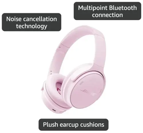 Bose QuietComfort Headphones - Simsiz Bluetooth Quloqchinlar, Faol Quloq usti shovqinni bekor qiluvchi va Mikrofon, USB-C zaryadlash, Chuqur Bass, 24 soatgacha ijro etish vaqti, Petal Pushti - Cheklangan nashr rangi 