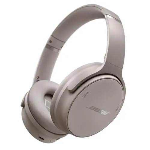 Bose QuietComfort Headphones - Simsiz Bluetooth Quloqchinlar, Faol Quloq usti Tovushni bekor qilish va Mikrofon, USB-C Zaryadlash, Chuqur Bass, 24 soatgacha O'yin vaqti, Qumtosh - 1