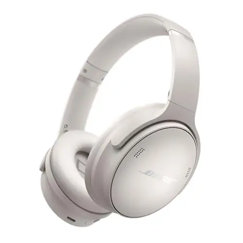 Bose QuietComfort Headphones - Simsiz Bluetooth Quloqchinlar, Faol Quloq Ustidagi Tovushni Bekor Qilish va Mikrofon, USB-C Zaryadlash, Chuqur Bass, 24 Soatgacha O'yin Vaqti, Oq Tutun 