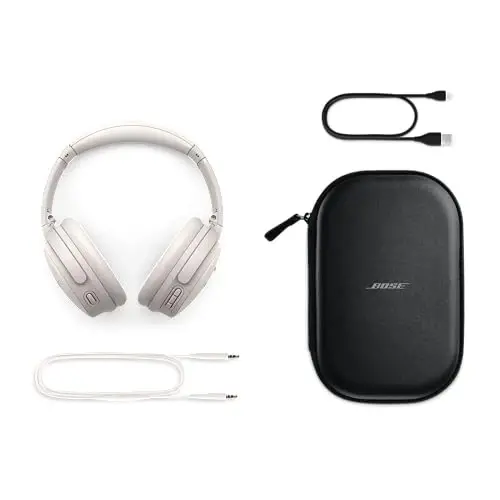 Bose QuietComfort Headphones - Simsiz Bluetooth Quloqchinlar, Faol Quloq Ustidagi Tovushni Bekor Qilish va Mikrofon, USB-C Zaryadlash, Chuqur Bass, 24 Soatgacha O'yin Vaqti, Oq Tutun - 6
