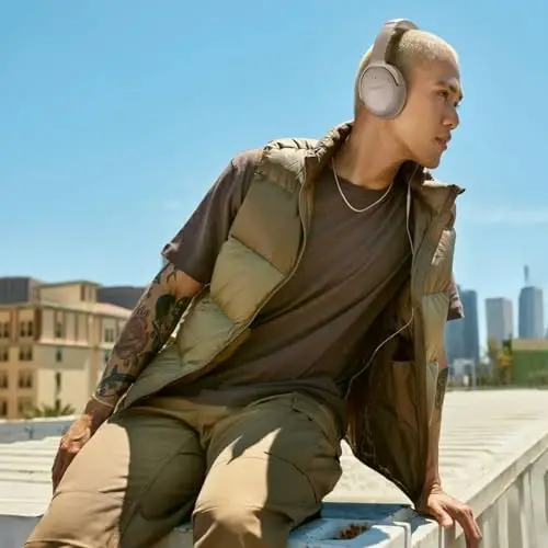 Bose QuietComfort Headphones - Wireless Bluetooth Headphones, Active Over Ear Noise Cancelling and Mic, USB-C Charging, Deep Bass, Up to 24 Hours of Playtime, Sandstone - 3