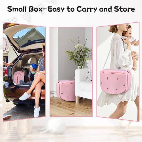 BOSEDSANG 4 in 1 Portable Baby Highchair Convertible Highchair for Babies and Toddlers - Foldable Carry Small Box, High Chair, Infant Booster Seat, Dining Chair, Easy to Carry and Store (Pink) - 34