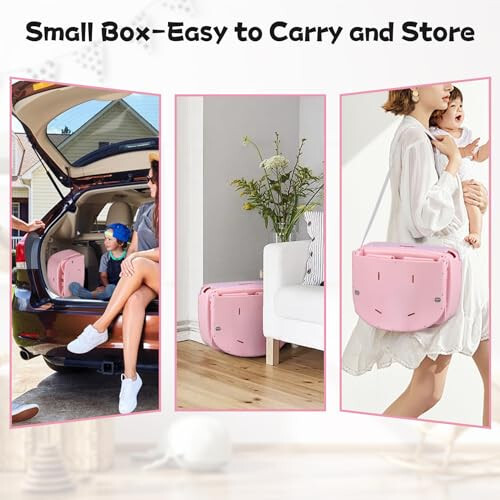 BOSEDSANG 4 in 1 Portable Baby Highchair Convertible Highchair for Babies and Toddlers - Foldable Carry Small Box, High Chair, Infant Booster Seat, Dining Chair, Easy to Carry and Store (Pink) - 22