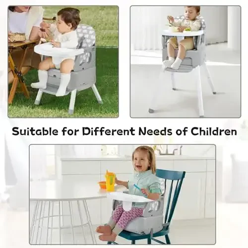 BOSEDSANG 4 ta 1 da Portable Baby Highchair Konvertiruem Highchair Chaqaloqlar va Bolalar uchun - Katlanadigan Ko'chirish Kichik Quti, Yuqori Stul, Chaqaloq Kuchaytirgichi, Ovqatlangan Stul, Oson Tashish va Saqlash (Pushti) - 5