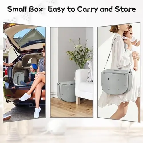 BOSEDSANG 4 in 1 Portable Baby Highchair Convertible Highchair for Babies and Toddlers - Foldable Carry Small Box, High Chair, Infant Booster Seat, Dining Chair, Easy to Carry and Store (Grey) - 4