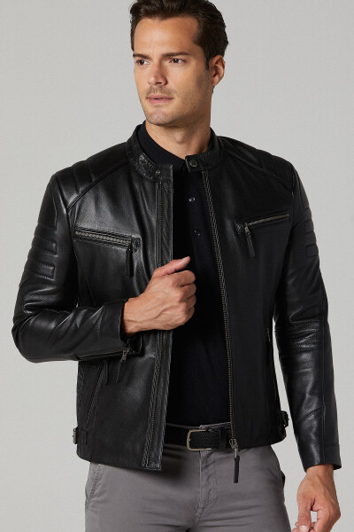 Bosh - X Men's Black Slim-fit Leather Jacket 20wgd6384cy - 7