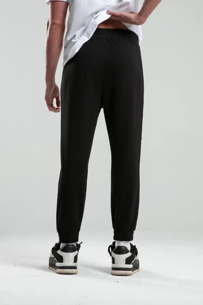 Bosilgan Erkak Jogger Qora - 4