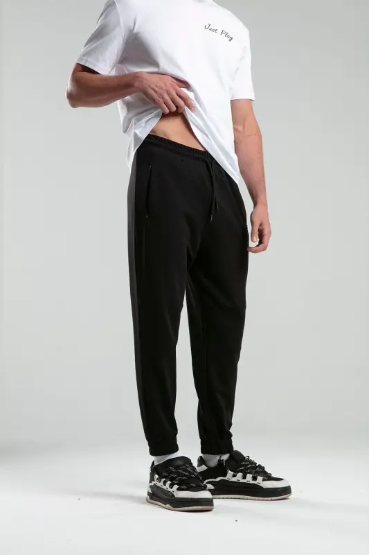 Bosilgan Erkak Jogger Qora - 2