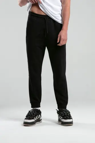 Bosilgan Erkak Jogger Qora - 3