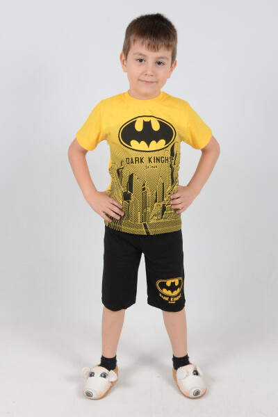 Bosilgan shortili 9-12 yoshli sari Batman bolalar uchun pijama to'plami - 7