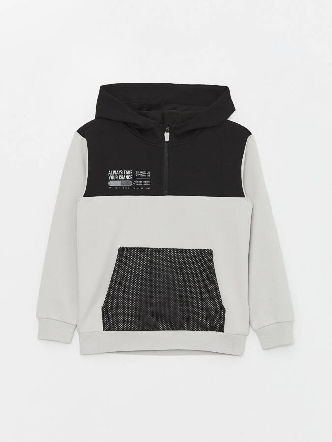 Bosilgan Uzoq Yengli Bola Hoodie - 5