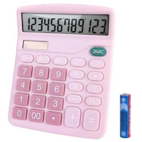 BOSIOBUF Basic Calculator with Comfortable Large LCD Display, 12 Digits Calculators Desktop, Tilt Screen, Big Button, Desk Calculator with Dual Power (Solar & Battery Included) (Pink) - 1