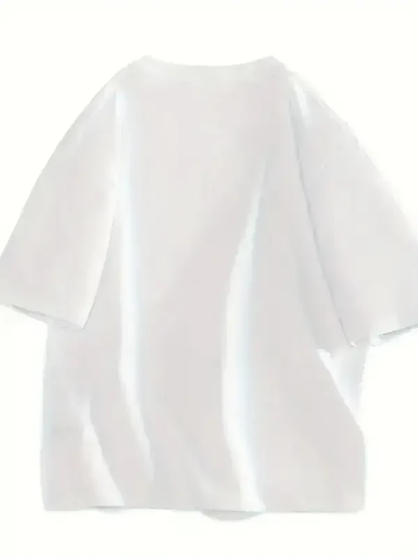 Bosma naqshli keng bichimli futbolka - Oq - 4