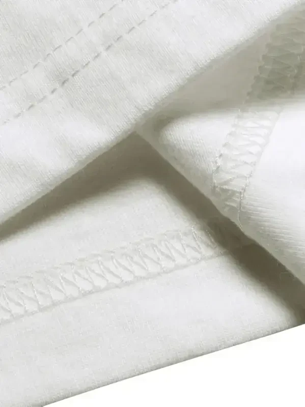 Bosma naqshli keng bichimli futbolka - Oq - 4