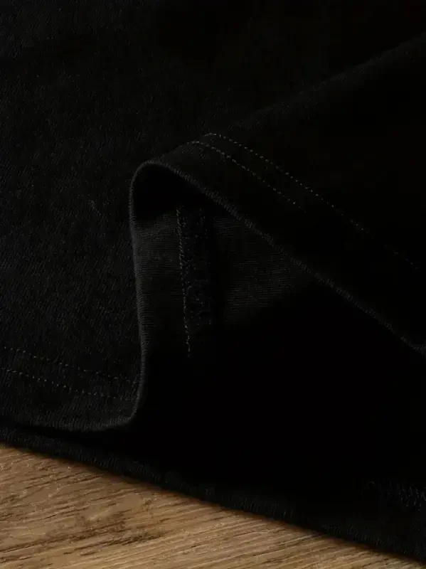 Bosma naqshli keng bichimli futbolka - Qora - 3