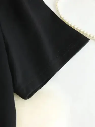 Bosma naqshli keng bichimli futbolka - Qora - 3