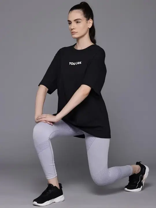Baskılı Oversize T-shirt - Siyah - BÜYÜKBEDENIZ