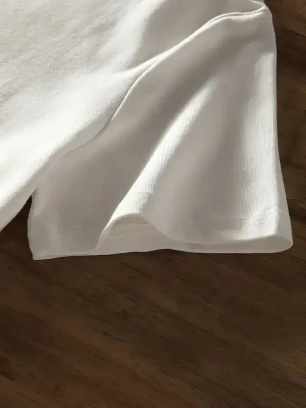 Bosmali Oversize Velosiped Yoqali T-ko'ylak - Oq - 3