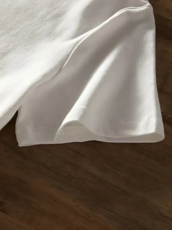 Bosmali Oversize Velosiped Yoqali T-ko'ylak - Oq - 3