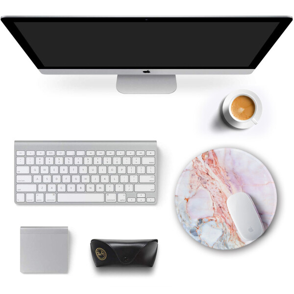 BOSOBO Mouse Pad, Pembe, Küçük Yuvarlak Fare Altlığı, 8.7 x 8.7 İnç, Dikişli Kenarlar, Kaymaz Su Geçirmez Kauçuk Fare Altlığı, Ofis Ev Oyun Bilgisayarı Erkek Kadın Çocuklar için Şık Sevimli Fare Altlığı - 7