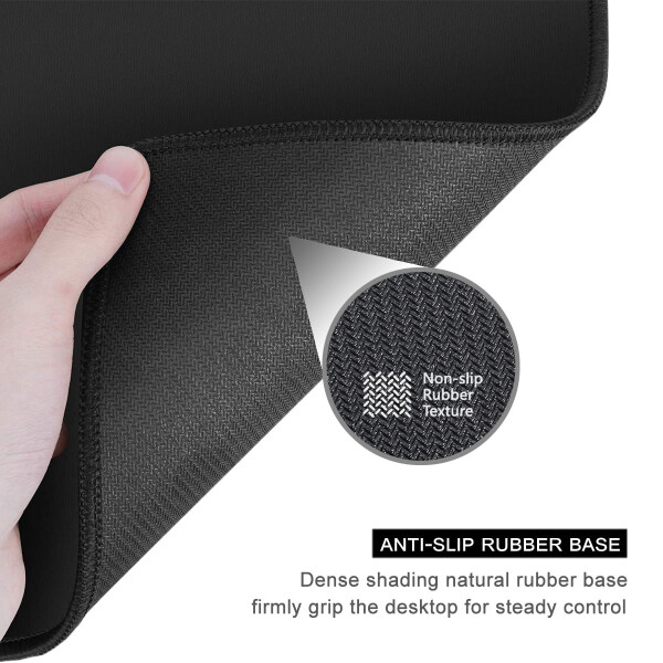 BOSOBO Mouse Pad, Premium-Textured Square Mousepad 7.8 x 9.8 inch, Stitched Edge Anti-Slip Waterproof Rubber Mouse Mat, Pretty Cute Mouse Pad for Office Gaming Laptop Women Kids, Jet Black - 10