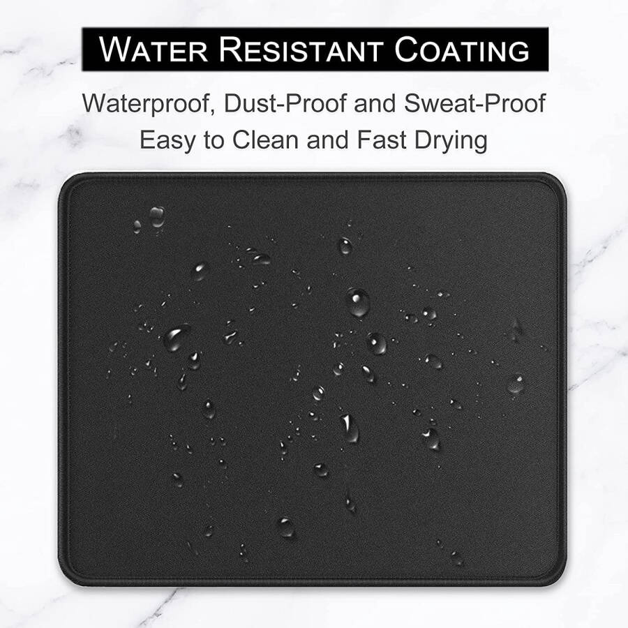 BOSOBO Mouse Pad, Premium-Textured Square Mousepad 7.8 x 9.8 inch, Stitched Edge Anti-Slip Waterproof Rubber Mouse Mat, Pretty Cute Mouse Pad for Office Gaming Laptop Women Kids, Jet Black - 11