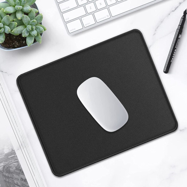 BOSOBO Mouse Pad, Premium-Textured Square Mousepad 7.8 x 9.8 inch, Stitched Edge Anti-Slip Waterproof Rubber Mouse Mat, Pretty Cute Mouse Pad for Office Gaming Laptop Women Kids, Jet Black - 13