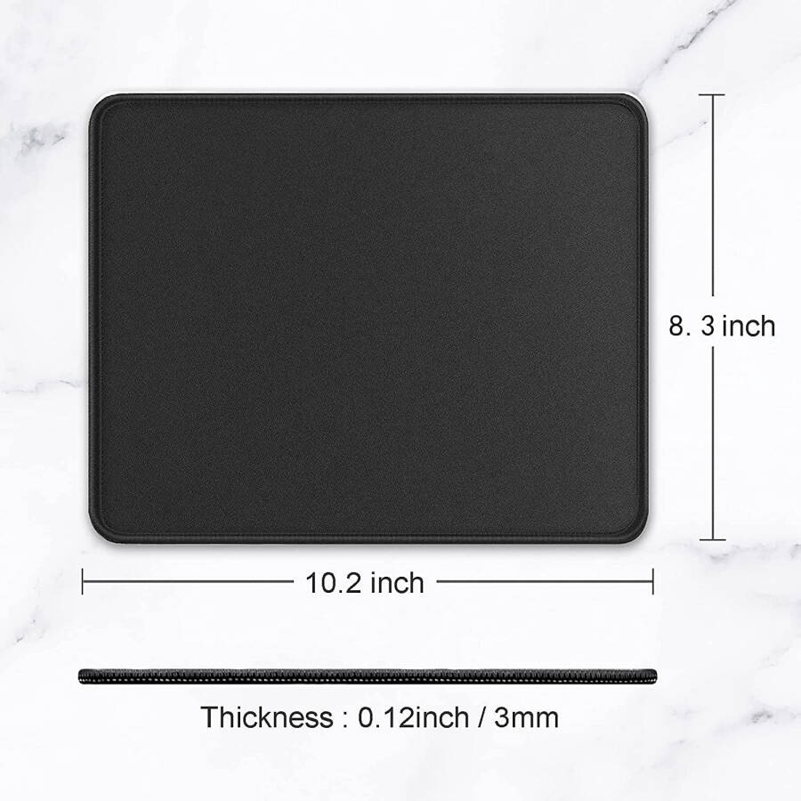 BOSOBO Mouse Pad, Premium-Textured Square Mousepad 7.8 x 9.8 inch, Stitched Edge Anti-Slip Waterproof Rubber Mouse Mat, Pretty Cute Mouse Pad for Office Gaming Laptop Women Kids, Jet Black - 14