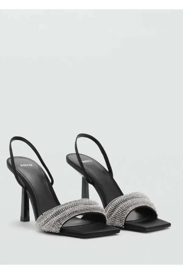 Босоножки на каблуке со стразами - 1