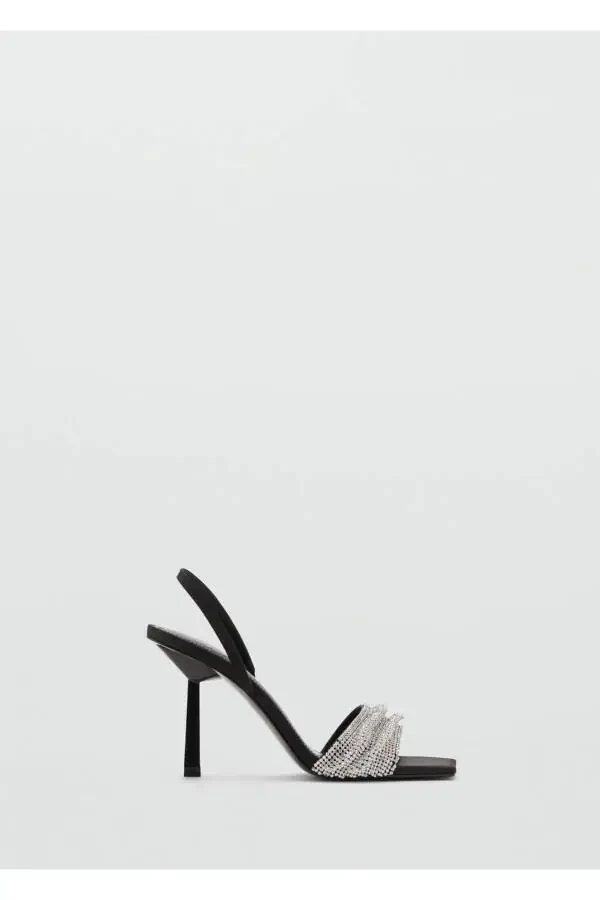 Босоножки на каблуке со стразами - 2