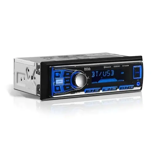 BOSS Audio Systems 611UAB Car Stereo System - Single Din, Bluetooth Audio and Calling Head Unit, Aux Input, USB, Mechless, No CD DVD Player, AM/FM Radio Receiver - 1