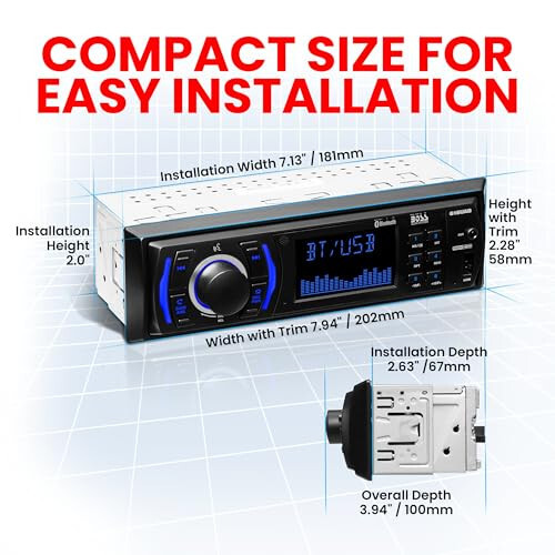BOSS Audio Systems 616UAB Car Stereo with Bluetooth - Single DIN, MP3, USB, Aux-in, AM/FM, No CD/DVD Player - BOSS Audio Systems (1)