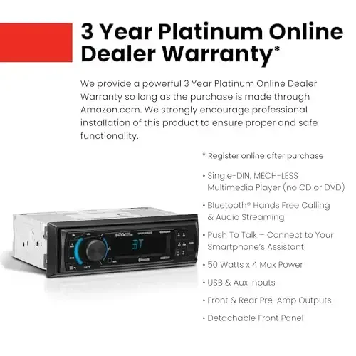 BOSS Audio Systems 625UAB Bluetooth bilan Single DIN Avtomobil Stereosi - CD DVD O'ynatuvchi Yo'q, AM/FM Radio Qabul qilgich, Aux Kirish, USB - 4