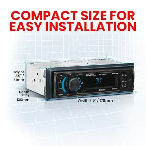 BOSS Audio Systems 625UAB Bluetooth bilan Single DIN Avtomobil Stereosi - CD DVD O'ynatuvchi Yo'q, AM/FM Radio Qabul qilgich, Aux Kirish, USB - 5