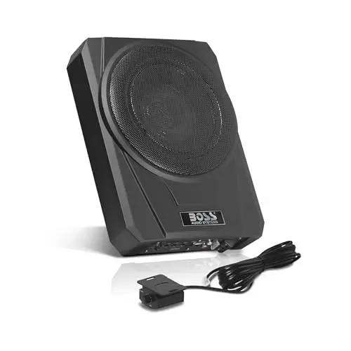 BOSS Audio Systems BASS10 Amplified Car Subwoofer - Low Profile, 10 Inch Subwoofer, Remote Subwoofer Control, for Vehicles Needing Bass with Limited Space, Remote Subwoofer Control 