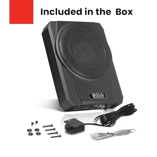 BOSS Audio Systems BASS10 Amplified Car Subwoofer - Low Profile, 10 Inch Subwoofer, Remote Subwoofer Control, for Vehicles Needing Bass with Limited Space, Remote Subwoofer Control - 6