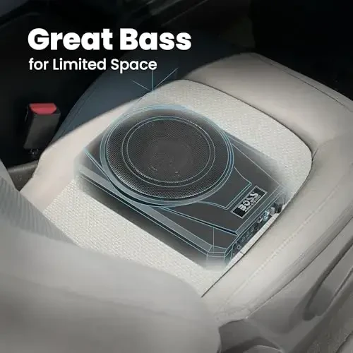 BOSS Audio Systems BASS10 Amplified Car Subwoofer - Low Profile, 10 Inch Subwoofer, Remote Subwoofer Control, for Vehicles Needing Bass with Limited Space, Remote Subwoofer Control - 4