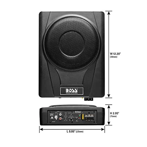 BOSS Audio Systems BASS8 8 дюймли ўриндиқ остидаги кучайтиргичли автомобил сабвуфери – 800 юқори чиқиш қуввати, паст профилли, ўрнатилган кучайтиргич, юк машинаси, қутилари ва корпуслари учун, дистанцион сабвуфер бошқаруви - 4