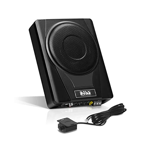 BOSS Audio Systems BASS8 8 Inch Under Seat Powered Car Subwoofer – 800 High Output, Low Profile, Built in Amplifier, for Truck, Boxes and Enclosures, Remote Subwoofer Control - 1