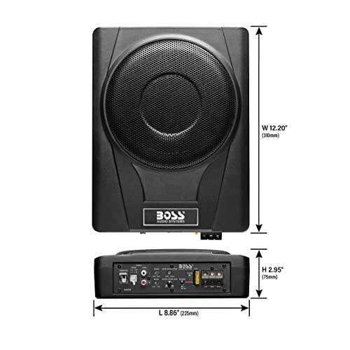 BOSS Audio Systems BASS8 8 Inch Under Seat Powered Car Subwoofer – 800 High Output, Low Profile, Built in Amplifier, for Truck, Boxes and Enclosures, Remote Subwoofer Control - 4