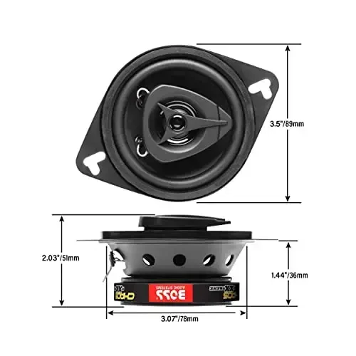 BOSS Audio Systems CH3220B Chaos Series 3.5 Inch Car Door Speakers - 140 Watts Max (per Pair), Coaxial, 2 Way, Full Range, 4 OModazones, Bocinas para Carro - 3