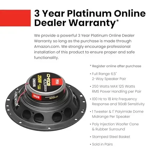 BOSS Audio Systems CH6520B 6.5 Inch Car Door Speakers - 250 Watts Max (Pair), Coaxial, 2 Way, Full Range, 4 OModazones, Sold in Pairs, Bocinas para Carro - 3