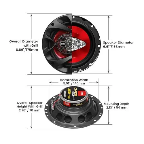 BOSS Audio Systems CH6530 Chaos Series 6.5 Inch Car Door Speakers - 300 Watts (Pair), 3 Way, Full Range, Tweeters, Coaxial, Sold in Pairs - 5